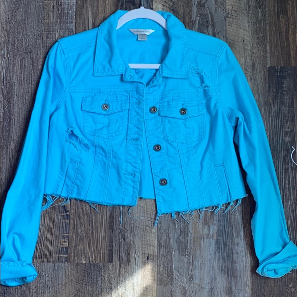 Distressed jean jacket